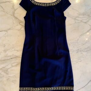 Lilly Pulitzer Navy Dress with Gold Stud Details